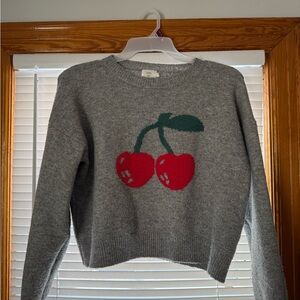 Gray Sweater with Cherry Design